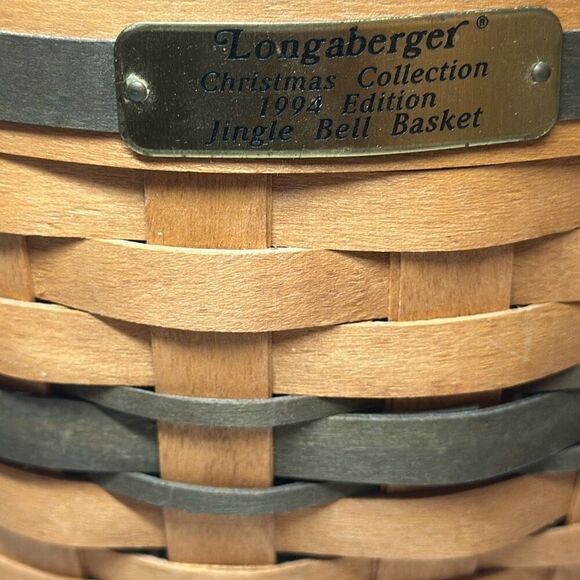 Vintage Longaberger Christmas Collection 1994 Jingle Bell Basket Imperial Stripe - Picture 2 of 8